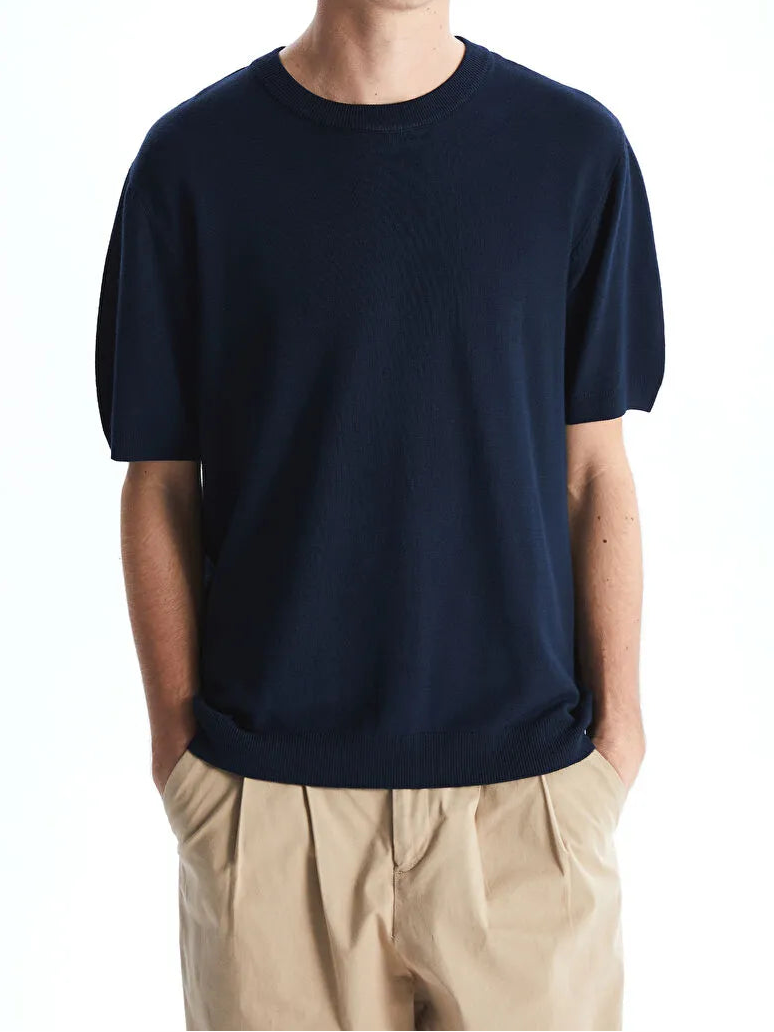 Maglione da uomo in maglia a maniche corte con girocollo